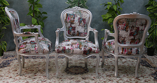 Chaise Cabriolet de Style Louis XV avec Accoudoirs